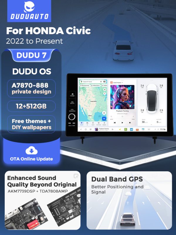 Магнитола DUDU Individual Design для Honda Civic (21-25) — изображение 3