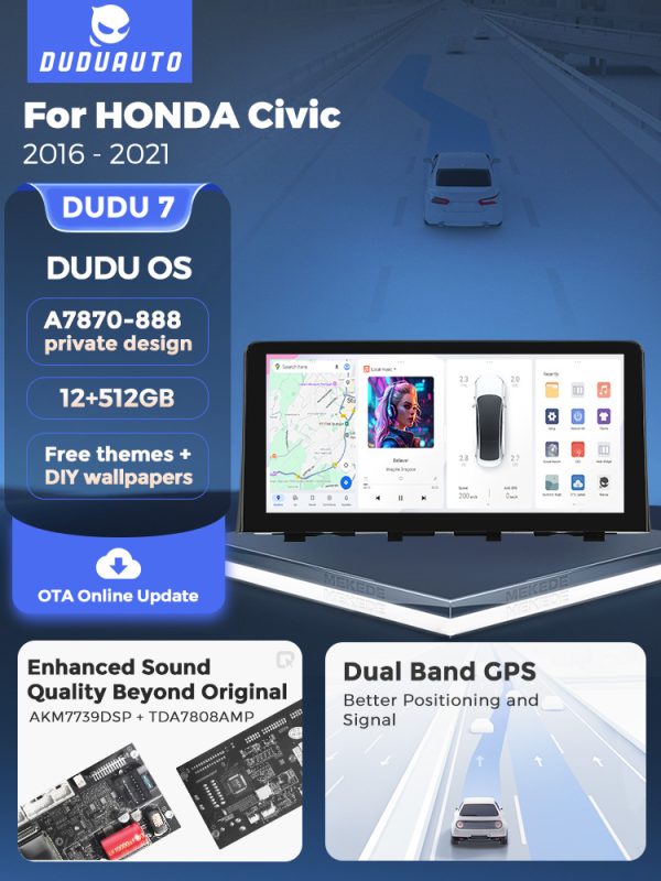 Магнитола DUDU Individual Design для Honda Civic (15-22) — изображение 3